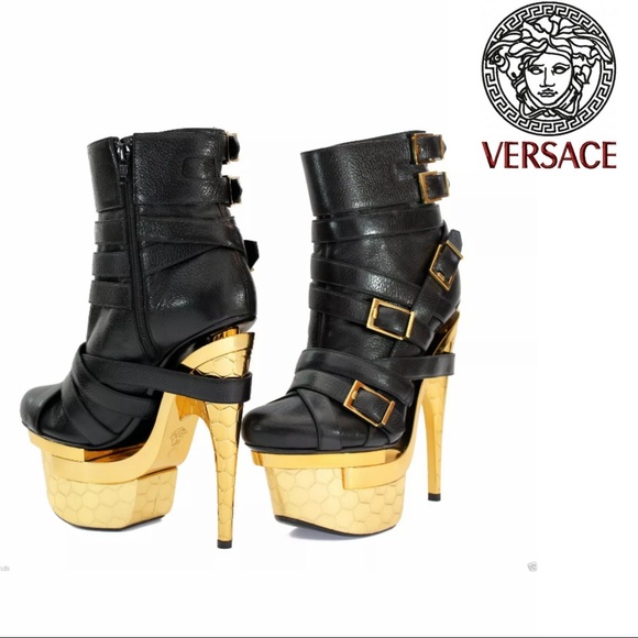 NWT Versace Bondage Triple Platform Leather Bootie - Picture 4 of 12